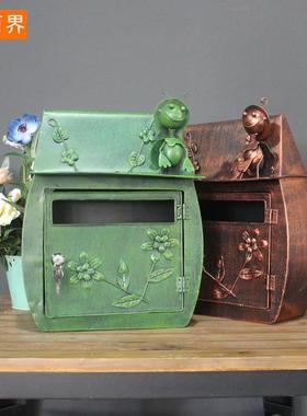 动物邮箱欧式田园风BJ202504格艺复园古工铁壁挂信报箱花阳台金属