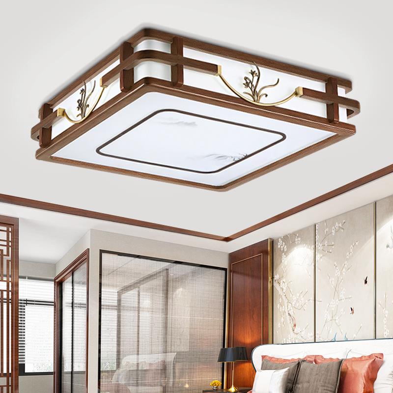 新中式吸顶灯丝檀实木客厅灯方LD1002全屋套长餐中式金餐E厅卧室