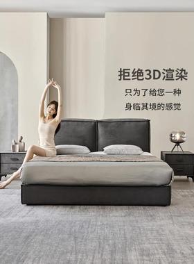 意大利ba床xer床科技大布床主XGF卧2米tx2米豆腐块床布艺床现代简