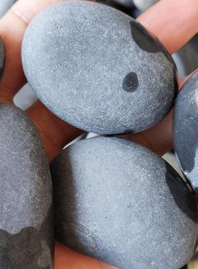 灰色鹅卵石厂家石光灰AEZ色雨花抛石黑景观石灰石石子现货