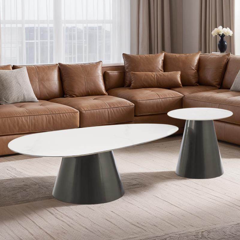 现代简约家用圆形几VGN板小桌子奶茶圆油风边几小户型椭形岩异形