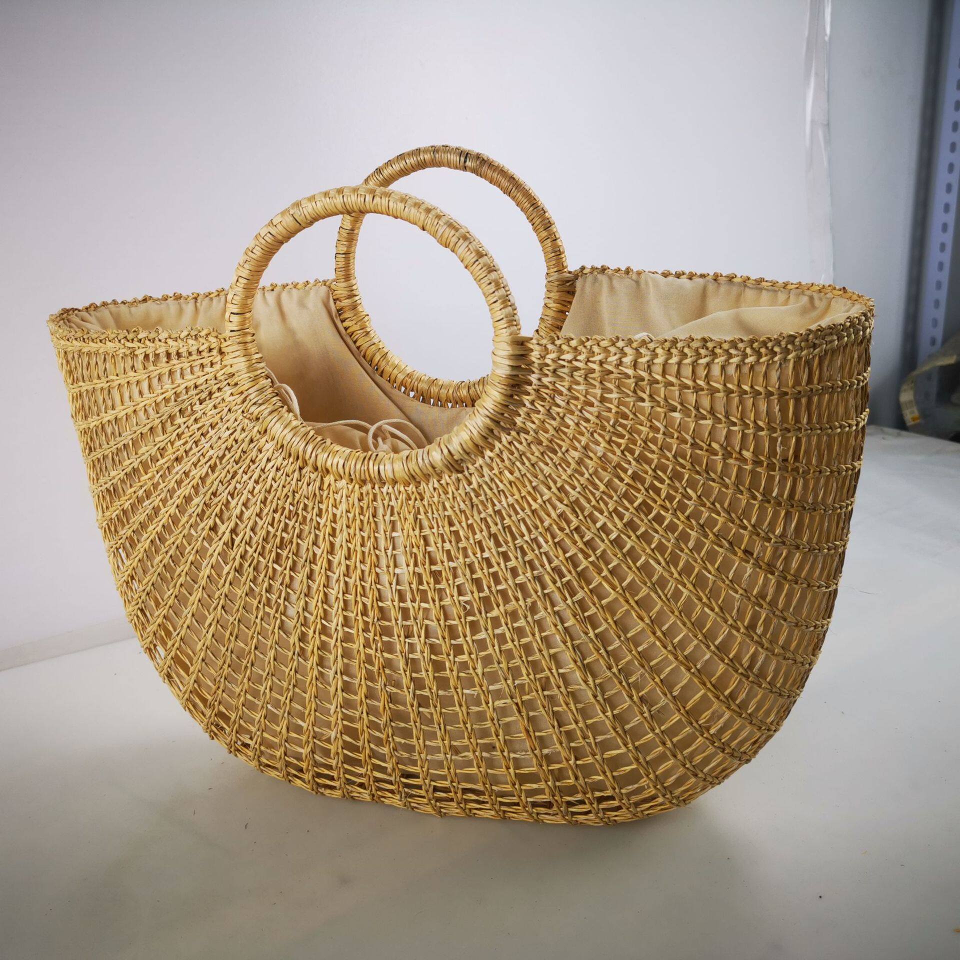 稀眼大号黄草编织包 田园风编制工艺品