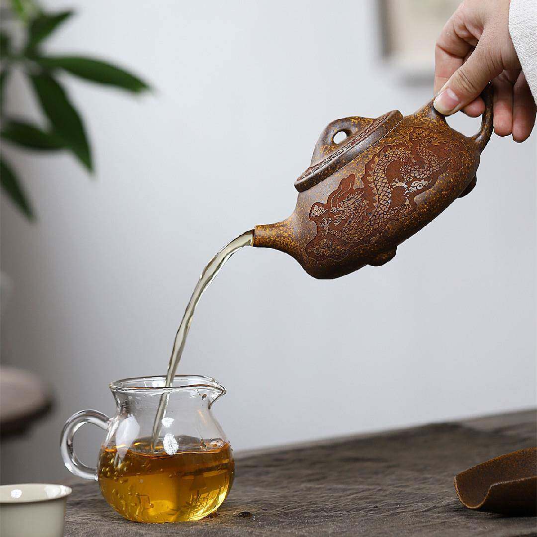 龙石瓢宜兴紫砂壶原矿温段泥直柴高烧高档美紫砂精茶壶产IGQ地销