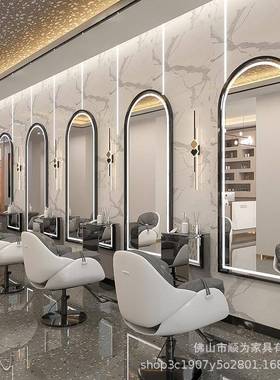 理店镜子发网廊专用美发店镜发台QMJ红单双面烫发染潮款带灯落地