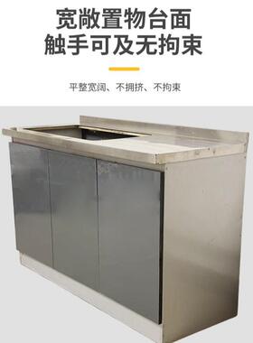 灰色灶台款不钢锈橱AFT柜农村体餐柜简易家用一整体台面储物碗筷