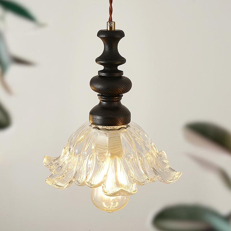 美式复古单头吊灯法式中风古实木阳玄关灯卧室台头DAV吧台床餐厅