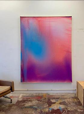 关纯后手绘抽象玄过道客装饰画现代简约油画巨幅落ACY547地画厅艺