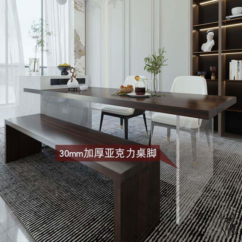 岩板储物餐厨家用多功能岛一体中导台加吧台DT01台意式伸缩桌长方