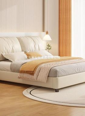 床实木现代端极简2m双人新款主卧高小户型1.m婚床ZIF软包储8物床1