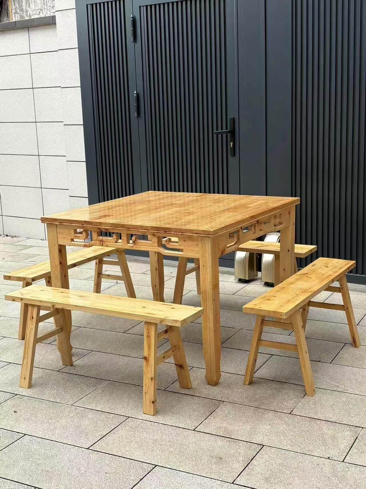 实木仿古八仙桌正方形中式四方组合桌饭店家用面馆龙家乐餐厅餐桌