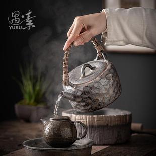 围炉煮中茶壶的壶式粗陶提梁壶炭炉火煮茶器PEP电陶炉茶陶壶养生