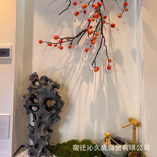 精品悬柿子树LPQ酒壁店橱窗内外挂装饰假树室挂仿真绿植中式造景