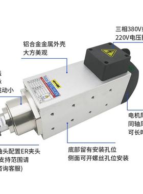 ZCMT高速精密443轴电机2.28KW300转钻孔雕刻风0冷异步马达三相3主