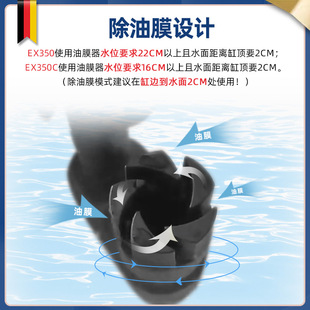 德国安彩 EX350c 小型鱼缸过滤器壁挂式乌龟缸循环水泵净水三合一