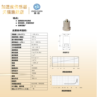 振臣ZC电荷型通用加速度计ICP IEPE压电模拟振动加速度传感器