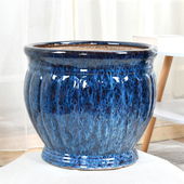 花盆陶瓷落地特大号绿萝发财树专用孔雀蓝花盆清仓特价 包邮 大口径