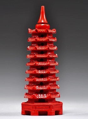天然朱砂9层九层13层红色文昌塔摆件客厅书房办公室工艺创意礼品