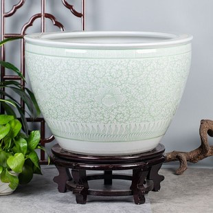 景德镇陶瓷鱼缸大型青花瓷水缸荷花睡莲盆户外金鱼缸落地庭院大缸