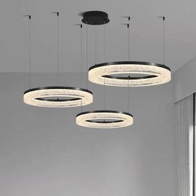 意式极简客厅吊厅灯现圈代简约高端树脂冰川餐灯别墅大88002厅圆