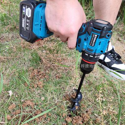 农用钻大棚园栽苗孔种植打器锂电地钻头挖坑机林松ltao9190土打桩