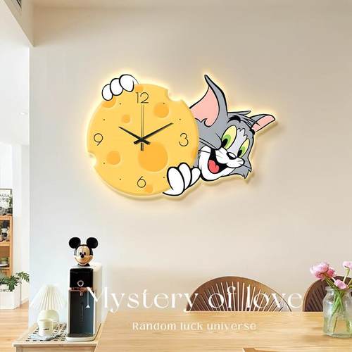 猫老鼠客厅钟表画挂钟205新款和家用DENG-610静音2时钟卡可通爱时