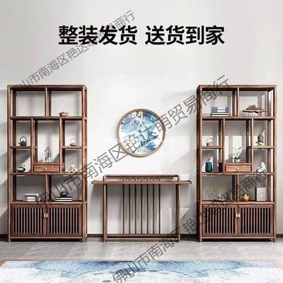 新中式博古实木董多宝阁架置物架办公NKJ茶室展示柜古列隔断陈书