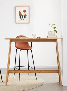 吧台桌木简AXN高脚实桌子家用吧台圆合桌创意约吧台组靠墙长条酒