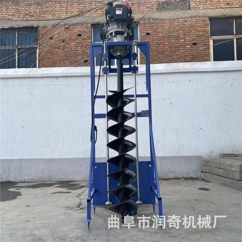 手提式山地硬VDL土道质汽油功大率钻坑机路桩埋单人操作打眼机