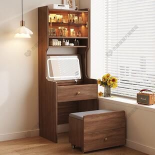 新台中式SNG梳妆柜窄收款高柜实木床头化妆柜置物柜床边夹缝储物