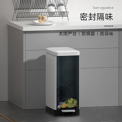 卫间不10000926锈钢圾垃桶家用厕所夹生缝厨房脚踩式脚带盖防臭客