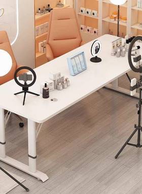 直播桌OPI子主播用专用双人竞脑网红带货展示台可移动可升降电电