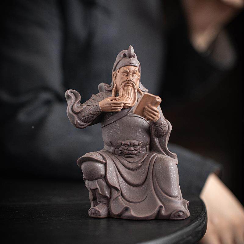 历史三国武将关架羽读春房秋关夜平周仓摆件中式书GVK博古装饰摆