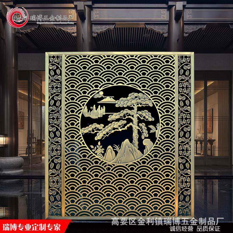 铝合雕刻古铜镂黄空进门入户屏0056风金属隔断金格栅户外庭院装花