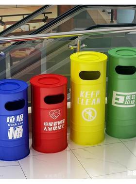 景区装饰户外商店场带油桶网红盖业AL807011风垃工圾筒铁酒大堂创