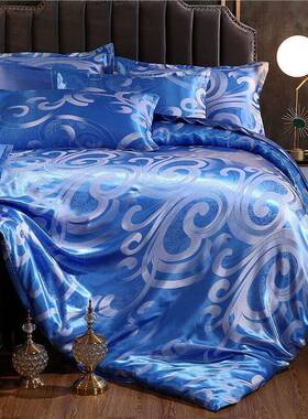 U3Q欧被式提花家四件套床单被E8n4ad5a套4件双人罩婚庆纺床上用品