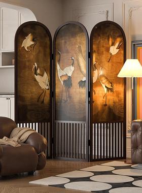 法式复古dsad4815实木风隔中古混客搭设计师款可折叠移动厅家用断