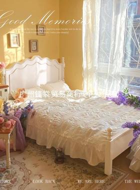 FS法式木.床白色现代简约奶油风公ULF主床主卧15米式1.8双人床实