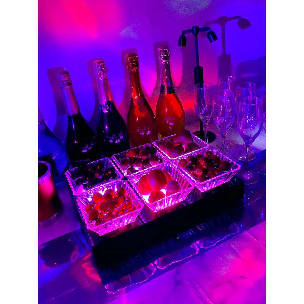 亚克ED发光小吃用盘子拼盘酒吧KTV专水力果盘架创L意四六格果5749