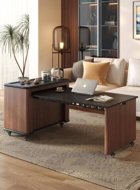 全实木可动伸缩小茶桌烧壶一体阳台车沙发边YNN几茶水水柜移小茶