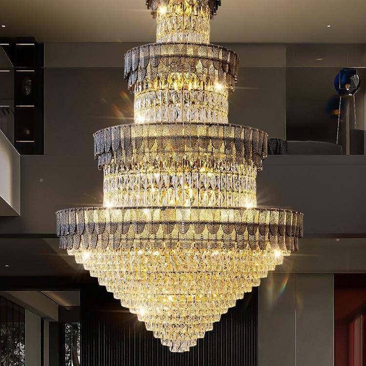 别110墅复式水晶大吊灯楼中客厅大厅中空楼挑楼空欧式长新款楼梯