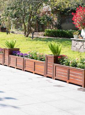QX户外庭院防腐木花箱花槽种箱喷19827漆长方形工植程花盆外菜种