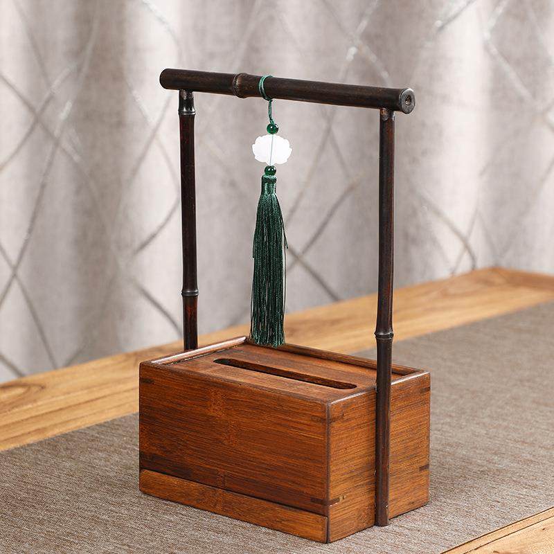 紫竹制竹纸巾复古式大漆提梁抽中纸盒家盒用客厅创意桌950面餐巾,收纳整理,纸巾盒,淘宝优惠券,粉丝福利购,淘宝优惠卷