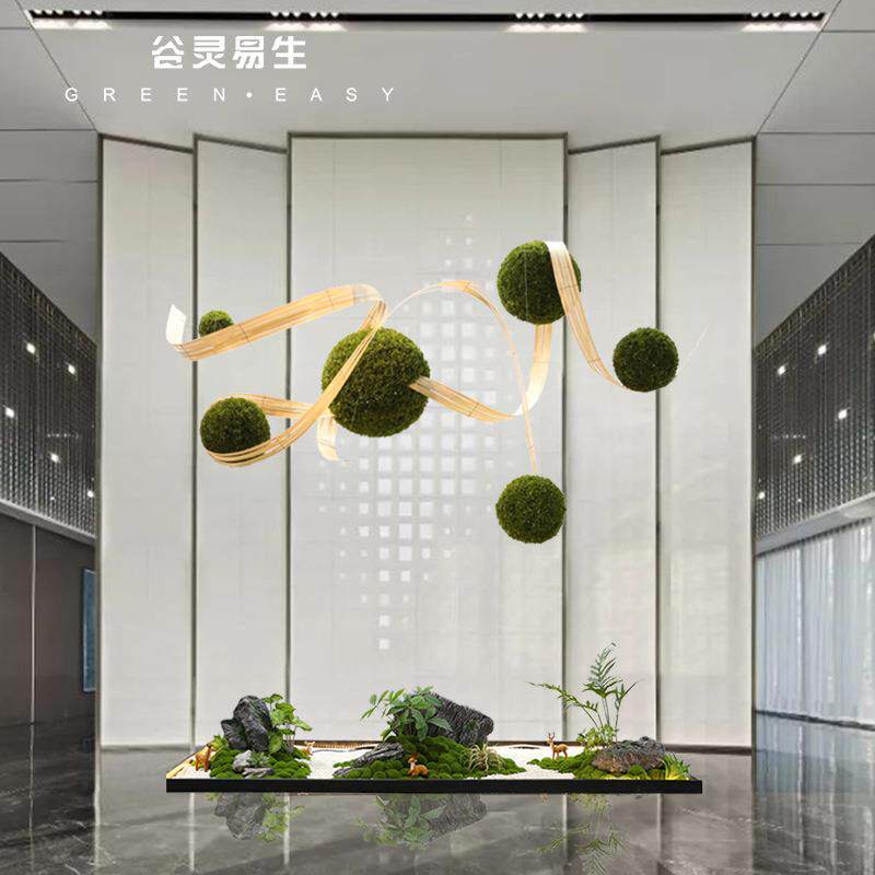 仿苔藓球型植物吊装饰创意造型绿真植草球店酒橱窗室内景228275观