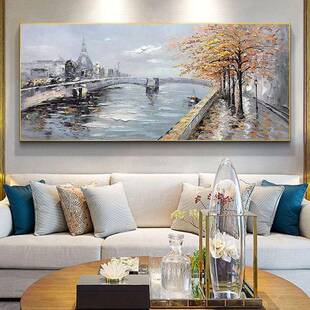 装饰画手绘油画客厅挂画沙发立体抽象绘画现代简约卧室大幅大芬村