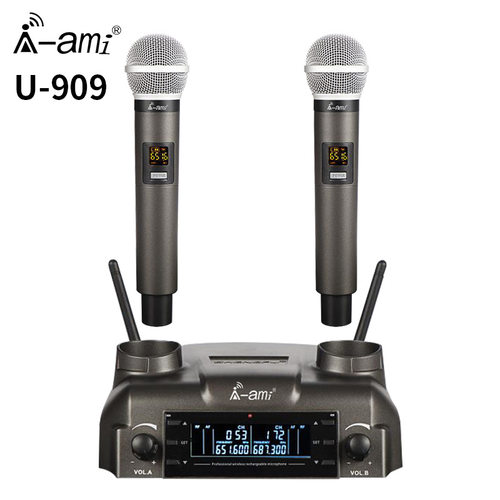 AMI909无线麦克风自带充电式话筒包房KTV家庭影院唱歌演出教学