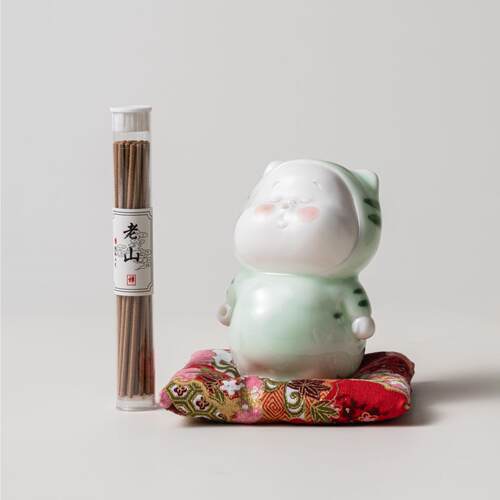 创意中式可爱丑萌陶瓷茶宠插香线香手工家用玄关檀香香插摆件