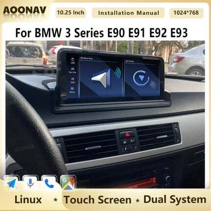 适用于宝马3系E90E91E92E93Linux系统高清大屏改装中控导航