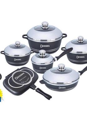 厨房家用dessini23pcs件套套锅锅具不粘锅麦饭石套装铝锅套装套件