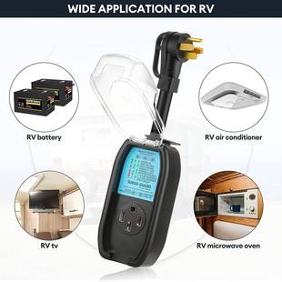 RV浪涌保护器4200焦耳50安培浪涌保护器带防水盖和电路分析器