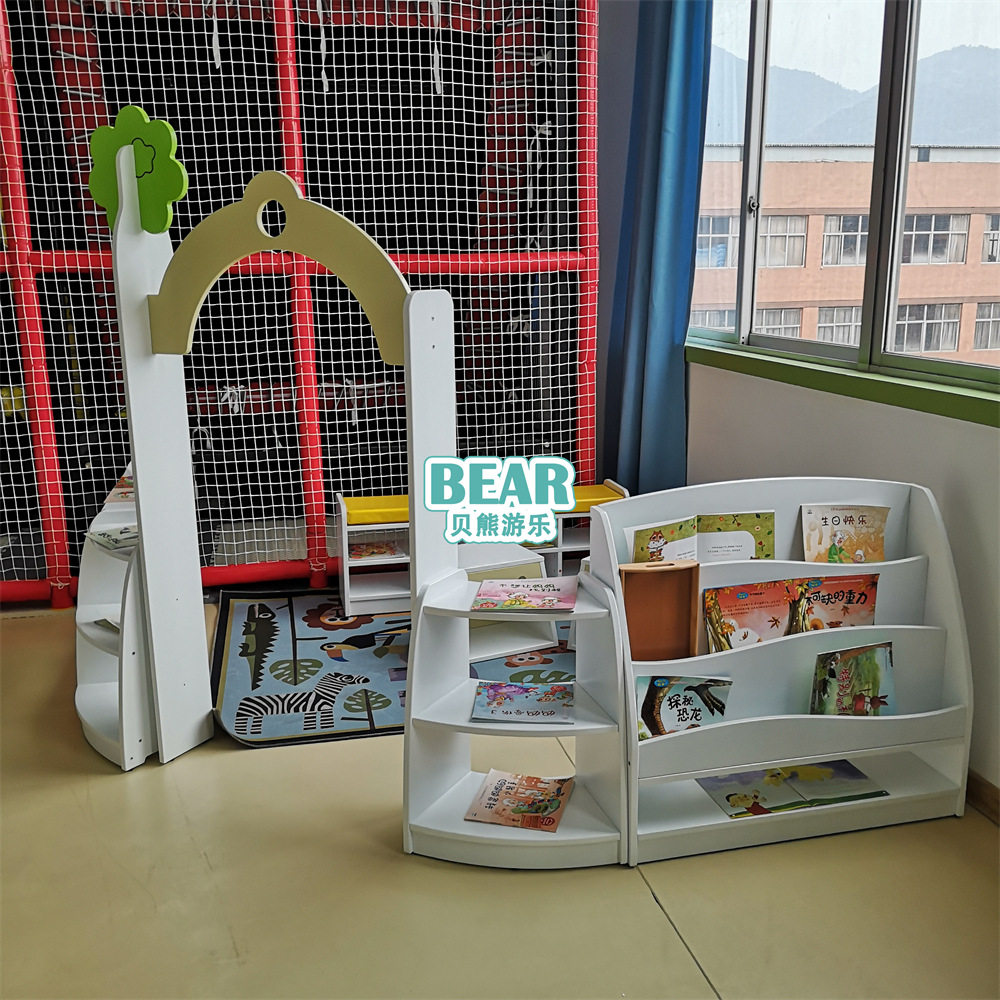 厂家直销幼儿园教室配套设施组合柜书架玩具柜白色烤漆储物柜飞友